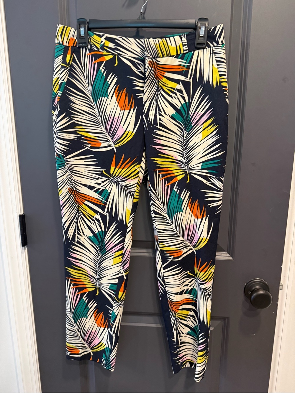 Banana Republic Navy Tropical Leaf Print Pants